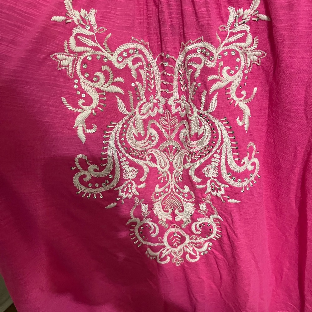 2X INC Pink shirt with white accents and rhinestones. NWT - Picture 10 of 11